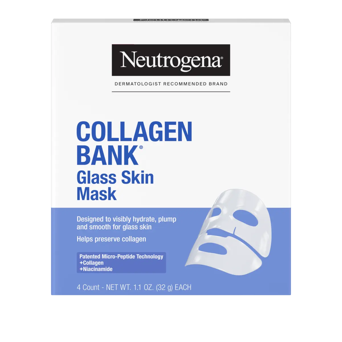 Neutrogena® Collagen Bank Glass Skin Mask, 4 Count