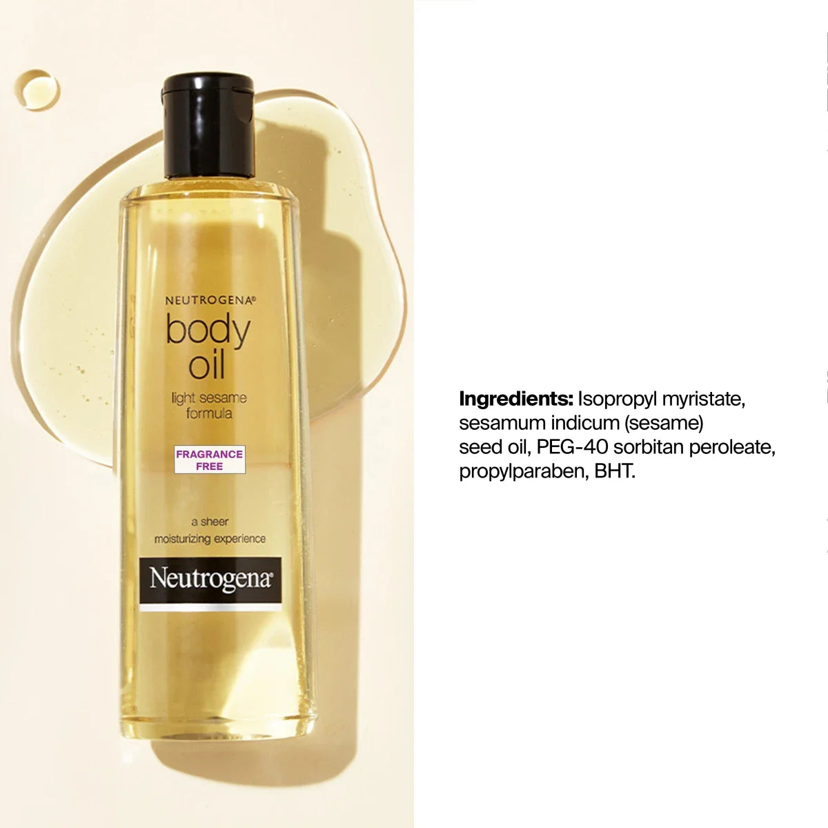 Neutrogena® Body Oil, Light Sesame Formula, Fragrance Free, 8.5 Fl. Oz