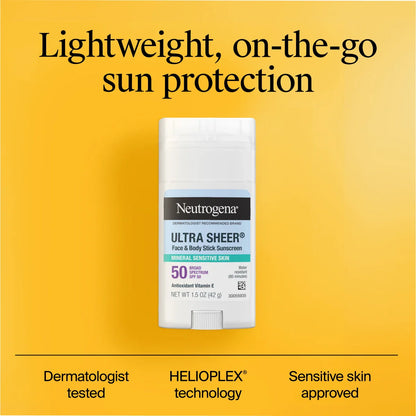 Neutrogena® Ultra Sheer Mineral Face & Body Stick SPF 50. 1.5 Oz
