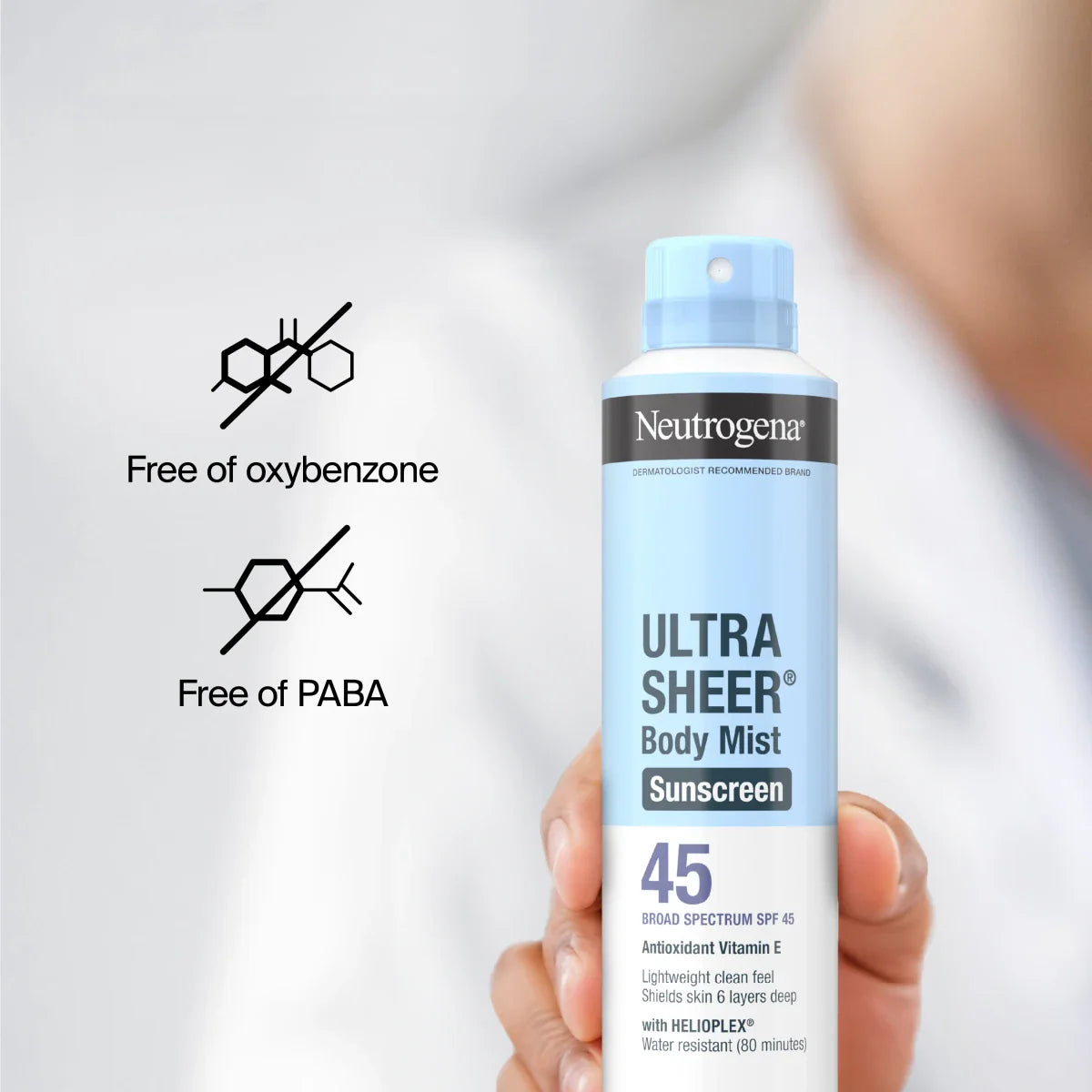 Neutrogena® Ultra Sheer Body Mist Sunscreen Spray Broad Spectrum SPF 45, 8 Oz
