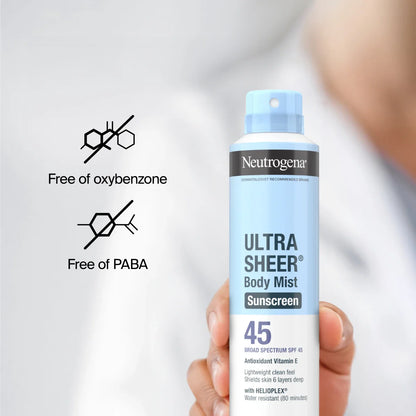 Neutrogena® Ultra Sheer Body Mist Sunscreen Spray Broad Spectrum SPF 45, 8 Oz