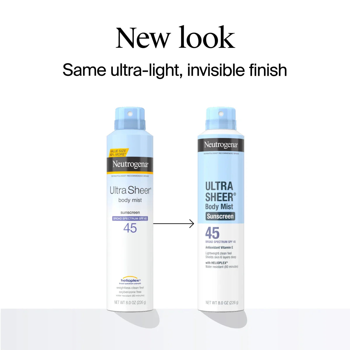 Neutrogena® Ultra Sheer Body Mist Sunscreen Spray Broad Spectrum SPF 45, 8 Oz