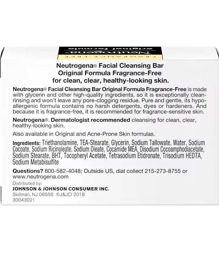 Neutrogena Original Amber Bar Fragrance-free Facial Cleansing Bar
