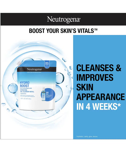 Neutrogena Hydro Boost Cleansing Gel, Fragrance Free, Refill Pouch
