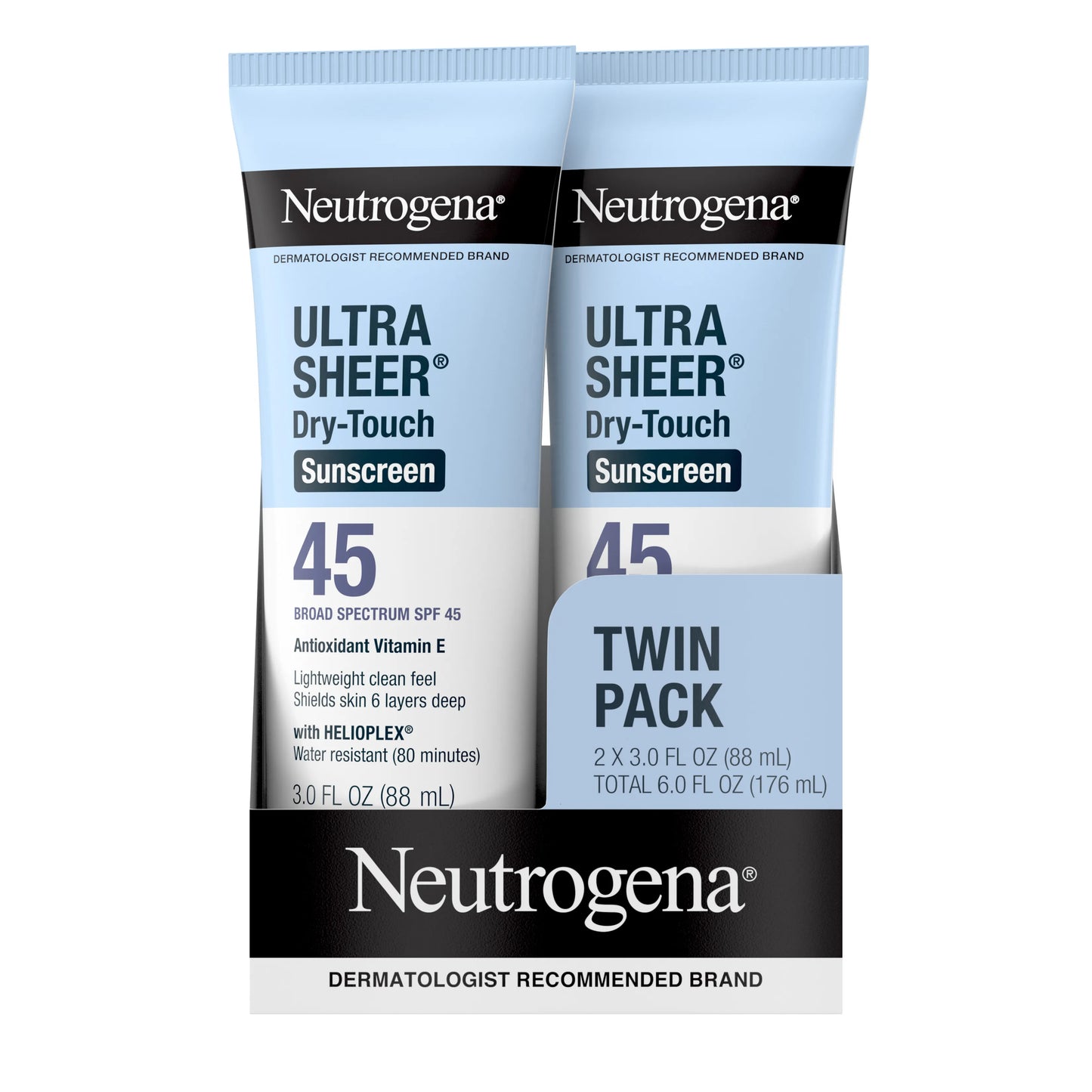 Neutrogena Ultra Sheer Dry-Touch Sunscreen Broad Spectrum SPF 45, 3 Fl. Oz, Pack of 2