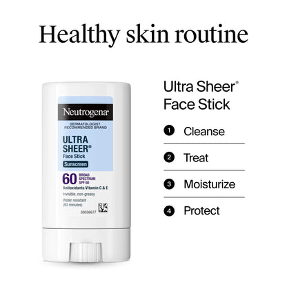 Neutrogena Ultra Sheer Face Stick Sunscreen SPF 60, 0.47 oz