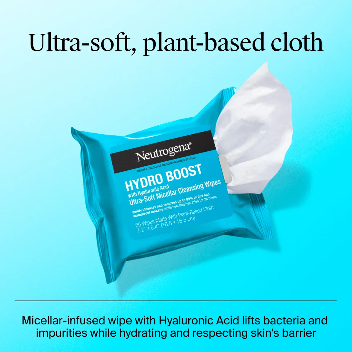 Neutrogena Hydro Boost Ultra-Soft Micellar Cleansing Wipes, 25 Count