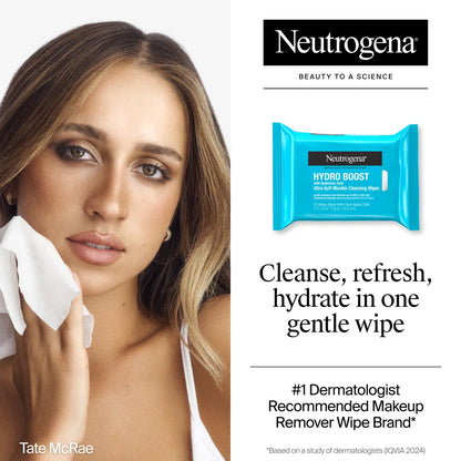Neutrogena® Hydro Boost Makeup Remover Ultra-Soft Micellar Cleansing Wipes. 25 Count, Twin Pack