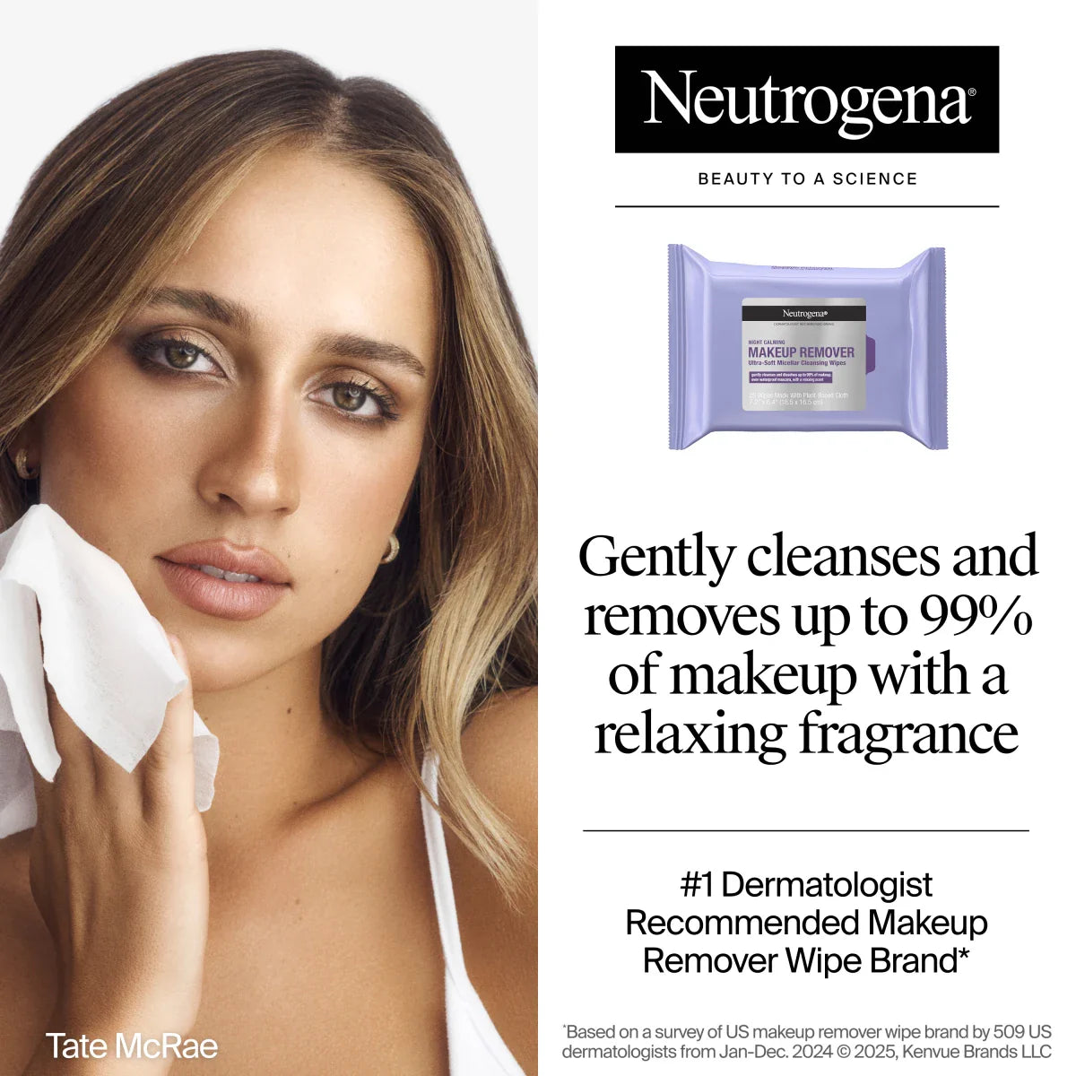 Neutrogena® Night Calming Makeup Remover Ultra-Soft Micellar Wipes, 25 Count