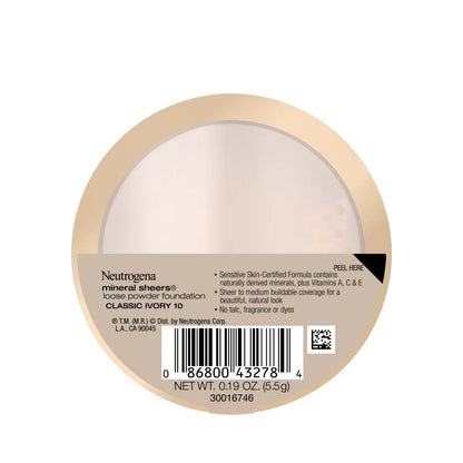 Neutrogena Mineral Sheers Loose Powder Foundation, Classical Ivory 10, 0.19 Oz