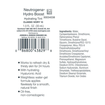 Neutrogena® Hydro Boost Hydrating Tint, Classic Ivory 10, 1.0 Fl. Oz