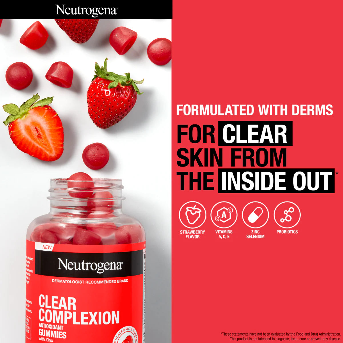 Neutrogena® Clear Complexion Antioxidant Gummies with Zinc, 60 Gummies