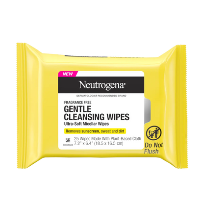 Neutrogena Gentle Cleansing Wipes, Ultra-Soft Micellar Wipes, Fragrance Free, 25 Count