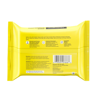 Neutrogena Gentle Cleansing Wipes, Ultra-Soft Micellar Wipes, Fragrance Free, 25 Count