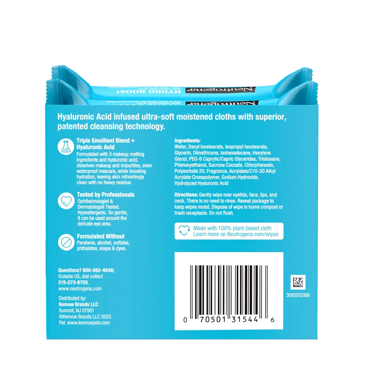 Neutrogena® Hydro Boost Makeup Remover Ultra-Soft Micellar Cleansing Wipes. 25 Count, Twin Pack