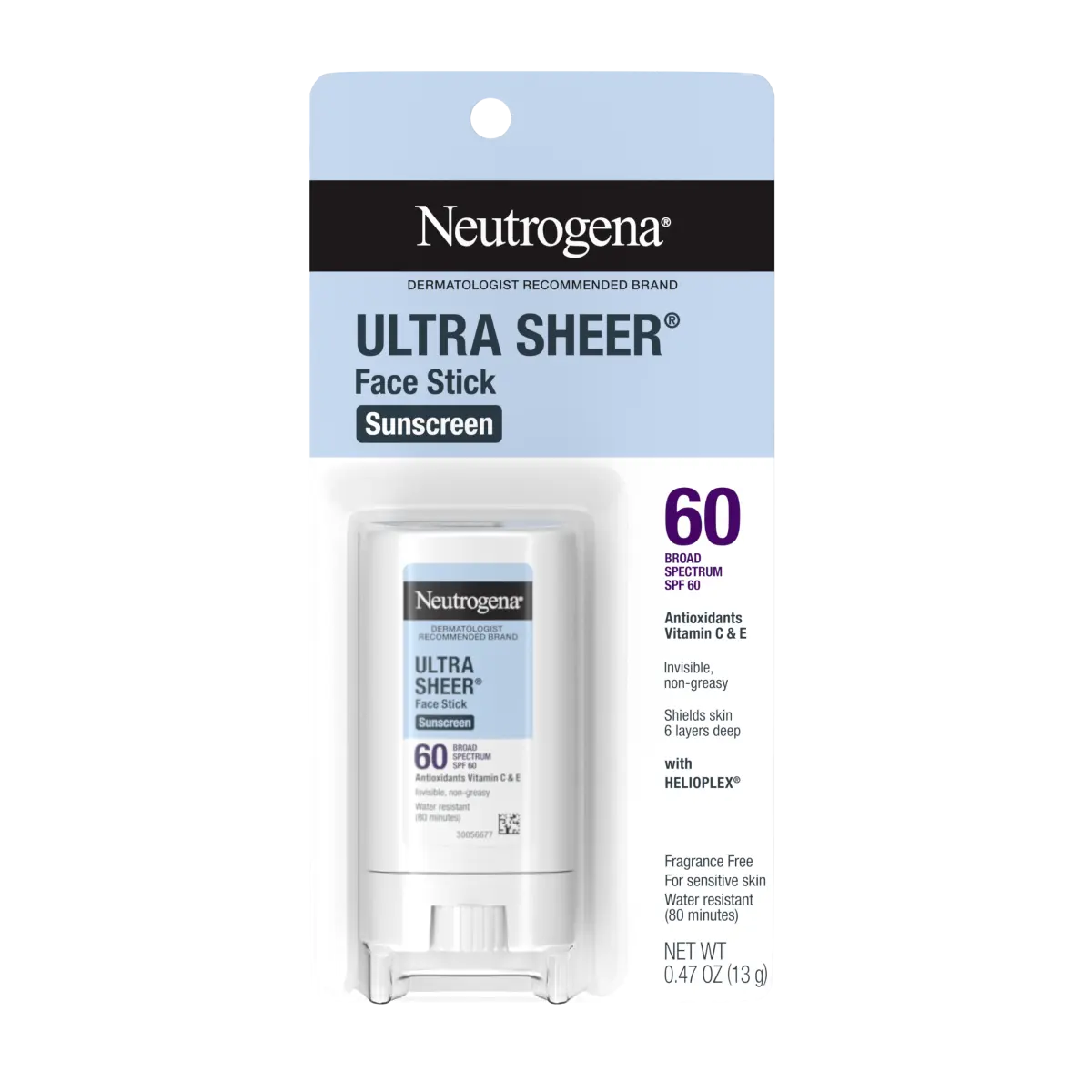 Neutrogena Ultra Sheer Face Stick Sunscreen SPF 60, 0.47 oz
