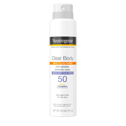 Neutrogena Clear Body SPF 50 Sunscreen Spray, Non-Comedogenic, 5 oz