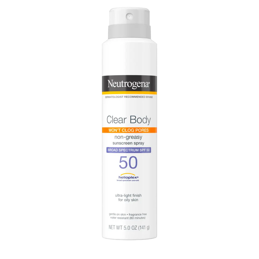 Neutrogena Clear Body SPF 50 Sunscreen Spray, Non-Comedogenic, 5 oz