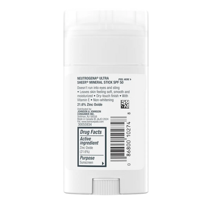 Neutrogena® Ultra Sheer Mineral Face & Body Stick SPF 50. 1.5 Oz