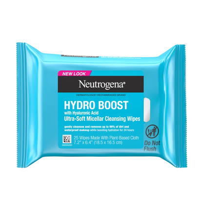Neutrogena Hydro Boost Ultra-Soft Micellar Cleansing Wipes, 25 Count