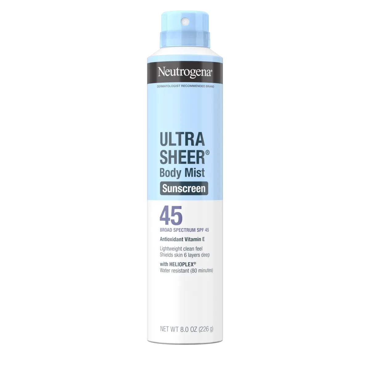Neutrogena® Ultra Sheer Body Mist Sunscreen Spray Broad Spectrum SPF 45, 8 Oz