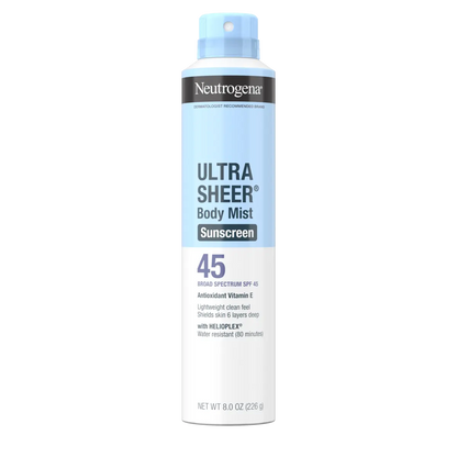 Neutrogena® Ultra Sheer Body Mist Sunscreen Spray Broad Spectrum SPF 45, 8 Oz