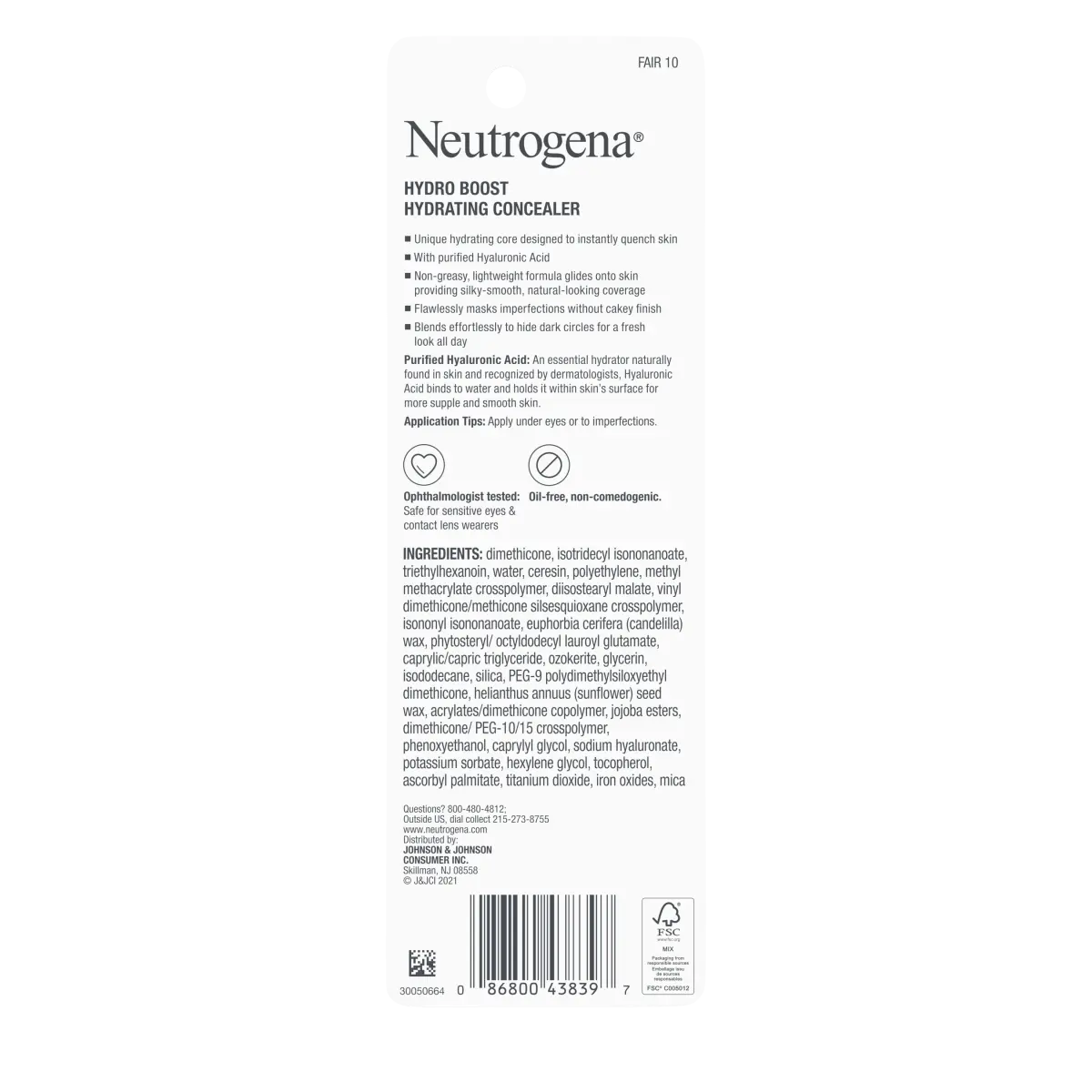 Neutrogena® Hydro Boost Hydrating Concealer, 10 Fair 0.12 Oz