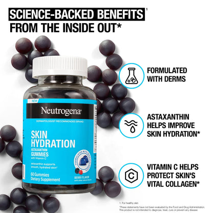 Neutrogena® Skin Hydration Astaxanthin Gummies with Vitamin C, 60 Gummies