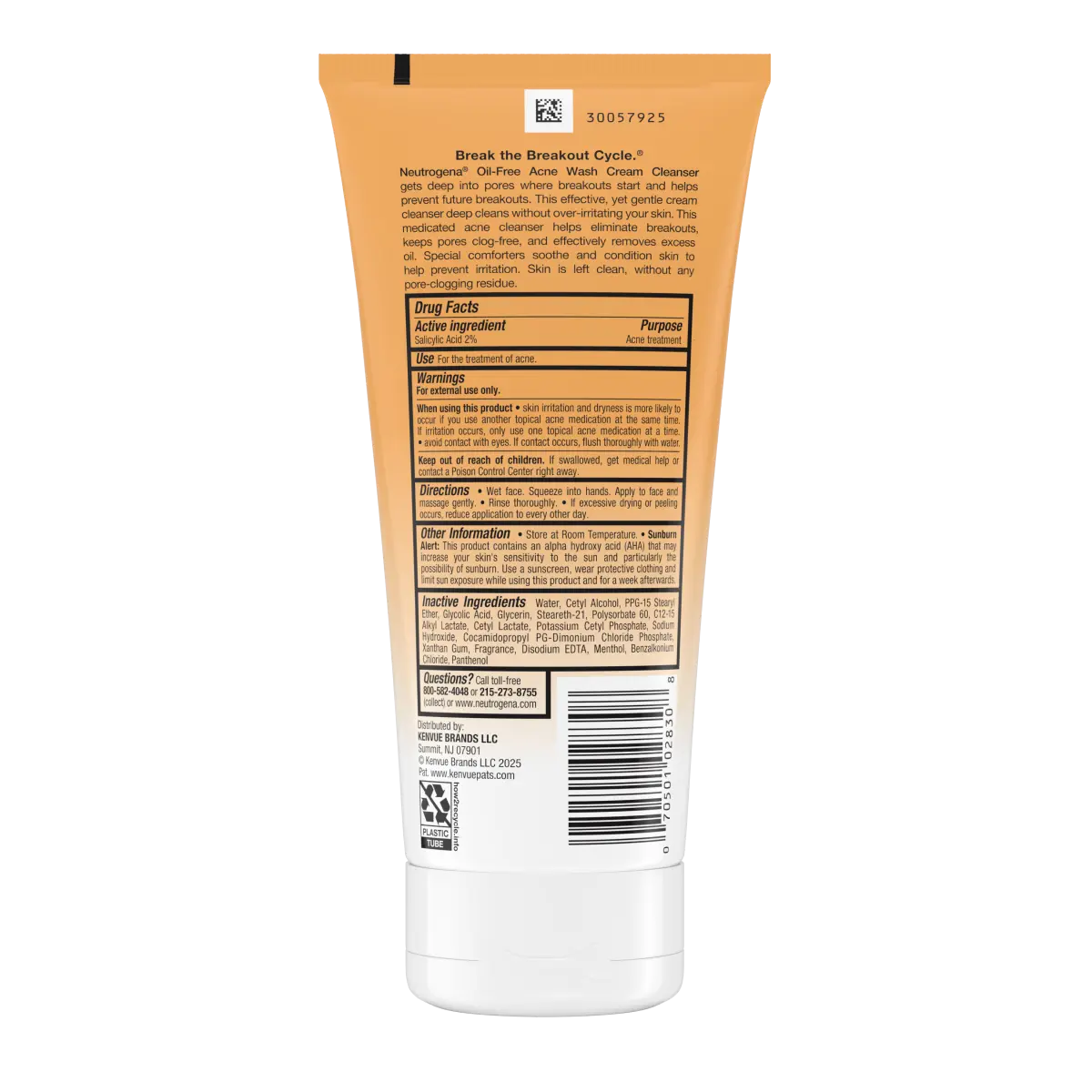 Neutrogena® Oil-Free Acne Wash Cream Cleanser, 6.7 Oz