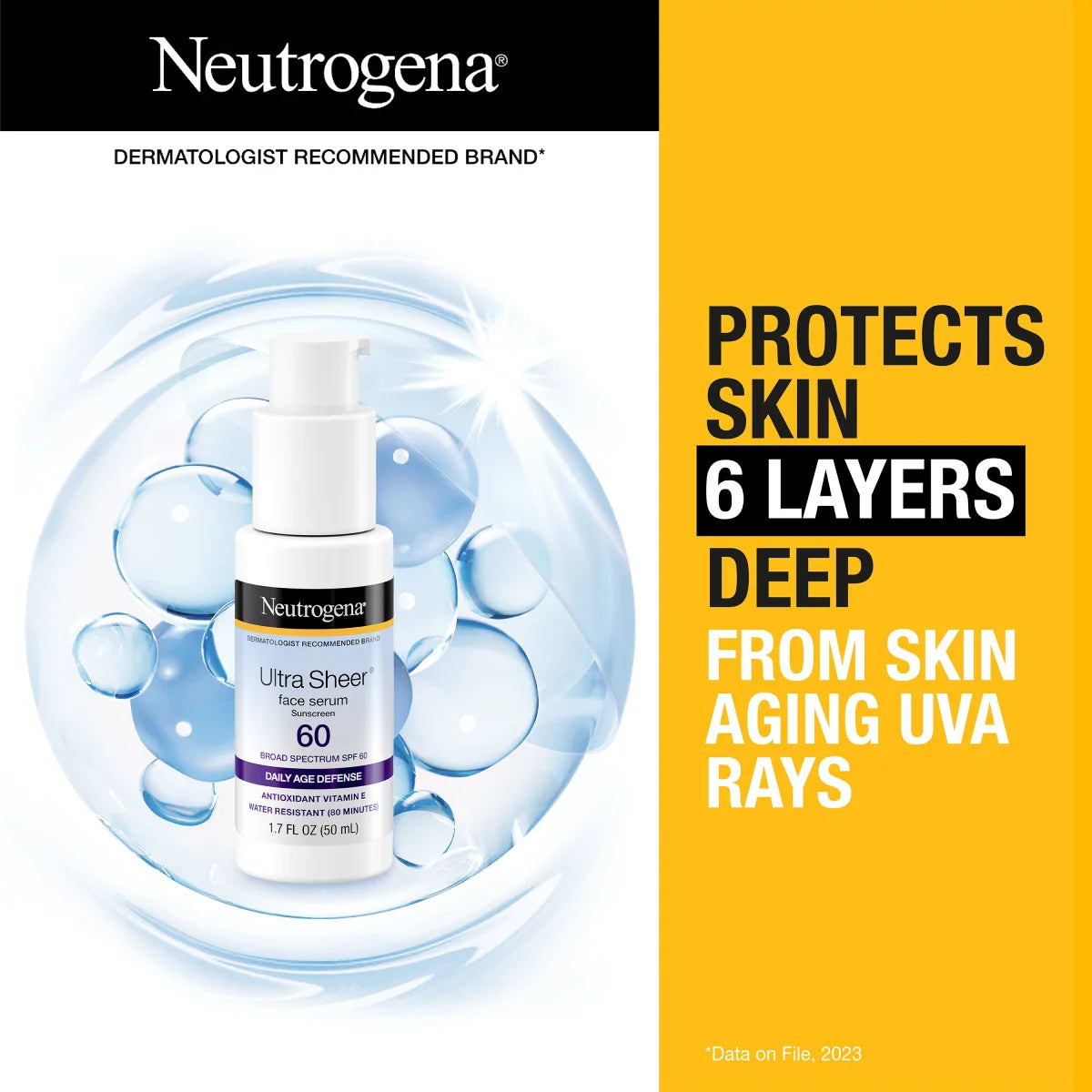 Neutrogena® Ultra Sheer Face Serum SPF 60, 1.7 Oz