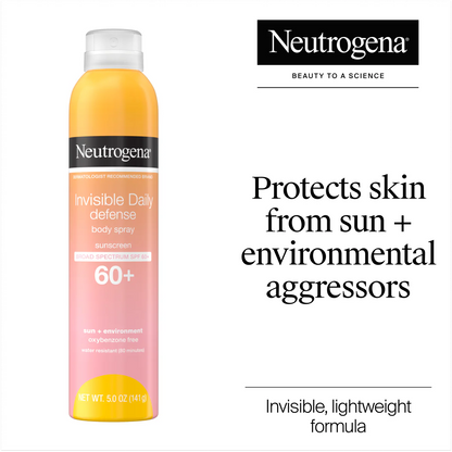 Neutrogena® Invisible Daily Defense Body Spray Sunscreen Broad Spectrum SPF 60+, 5.0 Oz